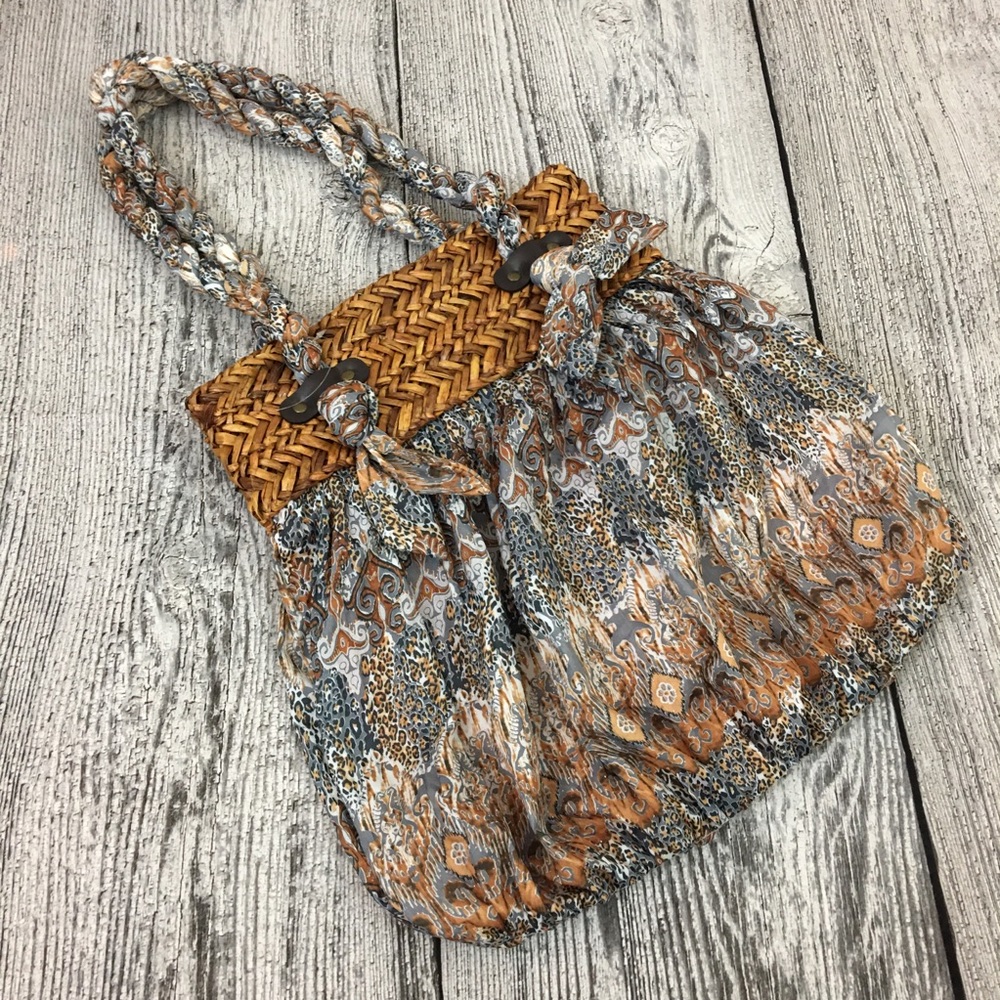 Capelli Boho bag handbag animal print Rattan